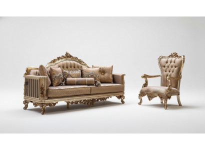 Wunnzëmmer Set Sofagarnitur 3+1 Sëtzer Sofa Canapé Klassesch Canapéen