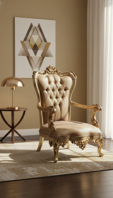 Fotell Wunnzëmmer Klassesch Design Fotell Gold Luxus Wunnzëmmer Textil