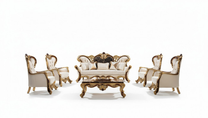 Luxus Sofasaz Barock Rokoko Sofa Set 3+3+1+1 Couchtisch