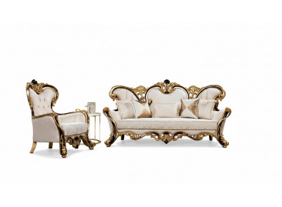 Kinnekslecht Sofa Set 3+1 Sëtz Sofa Fautteuil Klassesch Design Luxus Wunnzëmmer.