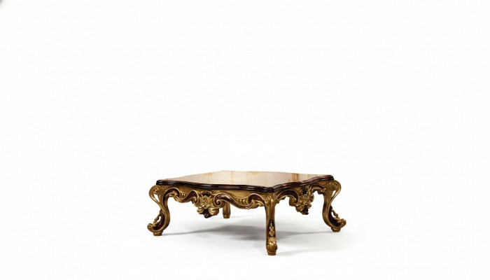 Couchtisch Holz Dësch Wunnzëmmer Klassesch Design Luxus Holzdësch 119x91cm