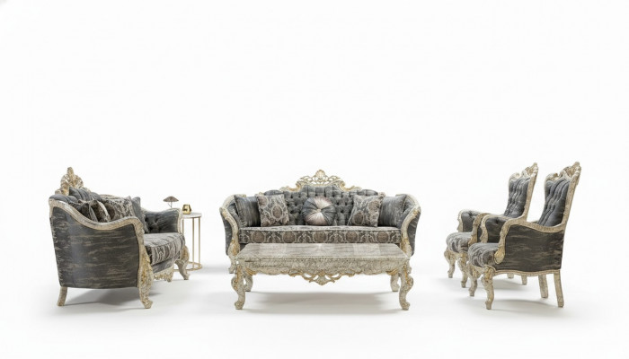 Klassesch Chesterfield Barock Canapé Wunnzëmmer Miwwele Komplett Set 5 Stécker