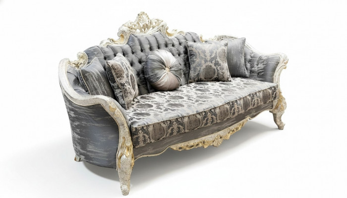 Barock Canapé 3 Sëtz Gro Wunnzëmmer Klassesch Design Canapé Couch Textil