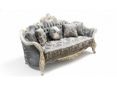 Barock Canapé 3 Sëtz Gro Wunnzëmmer Klassesch Design Canapé Couch Textil