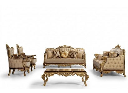 Klassesch Sofa Set Couchtisch Sëtzgeleeënheet Couch 5pc Chesterfield Miwwelen