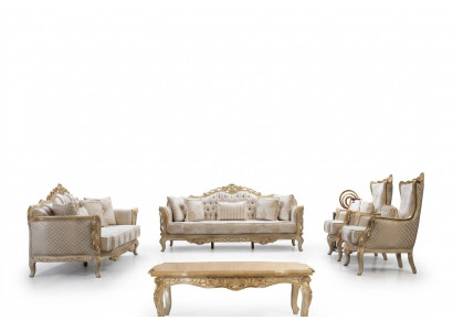 Chesterfield Barock Couch Klassesch Wunnzëmmermiwwelset 5 Deeler Komplett Set