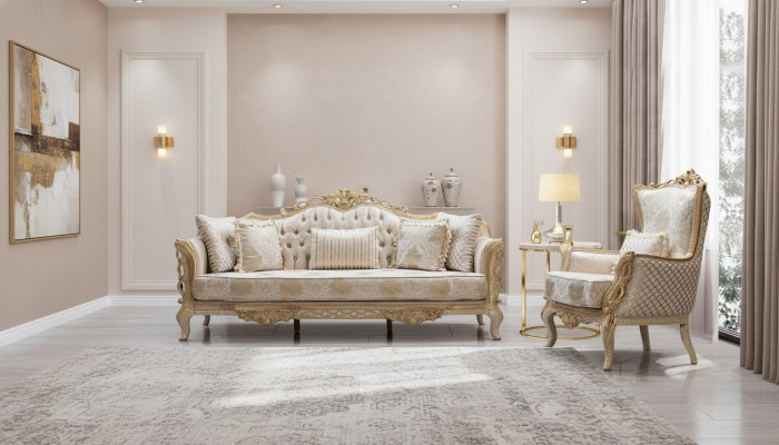 Sofa Garnitur 3+1 Sofa Fotell Wunnzëmmer Luxus Sofa Set Textil Nei