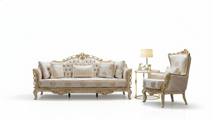 Sofa Garnitur 3+1 Sofa Fotell Wunnzëmmer Luxus Sofa Set Textil Nei