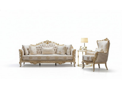 Sofa Garnitur 3+1 Sofa Fotell Wunnzëmmer Luxus Sofa Set Textil Nei