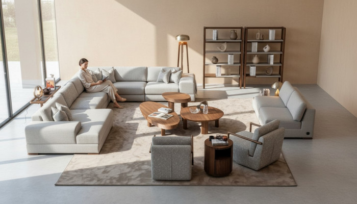 Ecksofa U-Form Wunnzëmmer Miwwelen Modern Designer Stoffssofa Sofa Textile