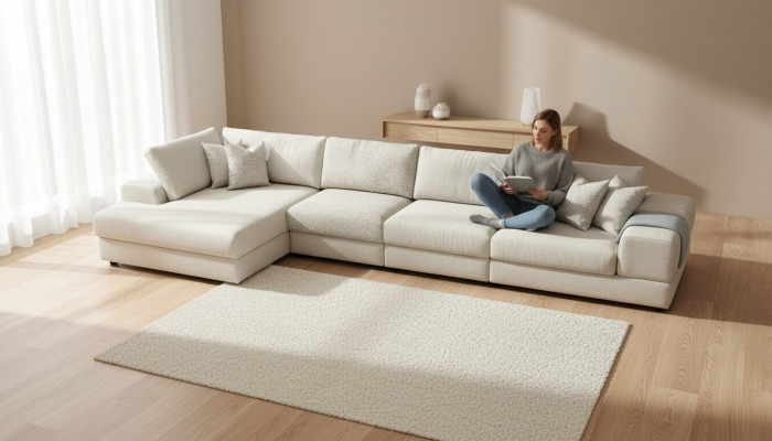 Eckcouch Wunnzëmmer Miwwelen Modern Sofa L-Form Luxus Couch Nei Gro