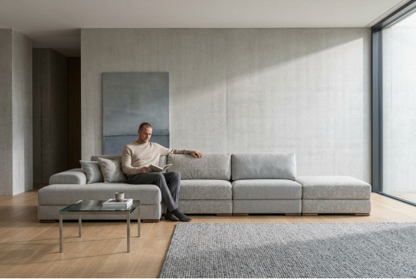 Ecksofa L-Form Wunnzëmmer Gepolstert Textil Sofar Modernen Design Luxus 415 x 150