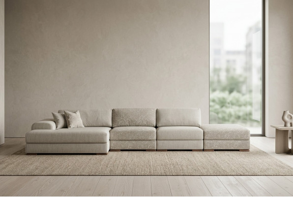 Ecksofa L-Form Wunnzëmmer Gepolstert Textil Sofar Modernen Design Luxus 415 x 150