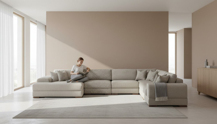 Eckcouch U-Form Wunnzëmmer Couch Sofa Design Modern Miwwelen 150x425x320