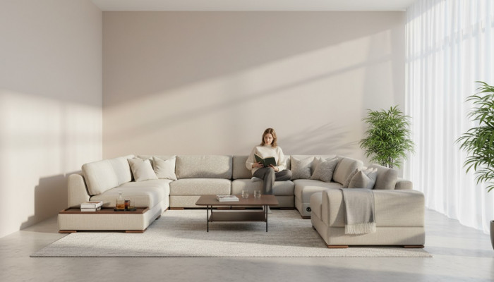 Ecksplang U Form Wunnzëmmer Luxus Canapéën Design Canapé Couch Wunnlandschaft