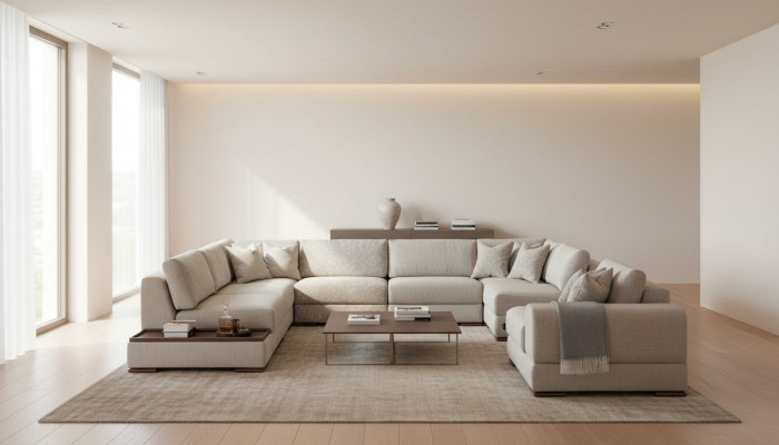 Ecksplang U Form Wunnzëmmer Luxus Canapéën Design Canapé Couch Wunnlandschaft
