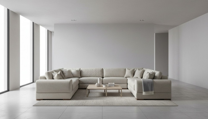 Sofa U-Form Modern Design Luxus Wunnzëmmer Grouss Gro Eckssofa Nei