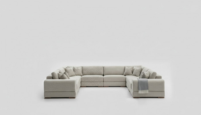 Sofa U-Form Modern Design Luxus Wunnzëmmer Grouss Gro Eckssofa Nei