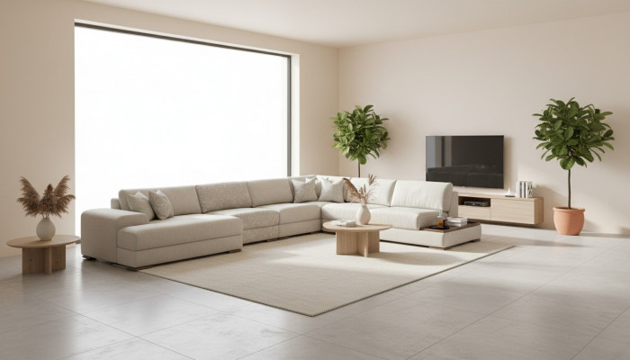 Sofa Canapé Wunnzëmmer Ecksofa Modern Design Miwwel U-Form Stoffcanapé