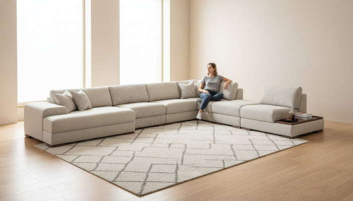Sofas U-Form Modern Design Miwwel Luxus Wunnzëmmer Gro Ecksofa Nei