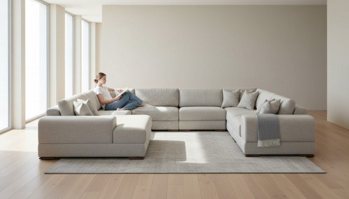Sofa Couch Design Luxus Wunnzëmmer Ecksofa Miwwelen U Form Wunnlandschaft