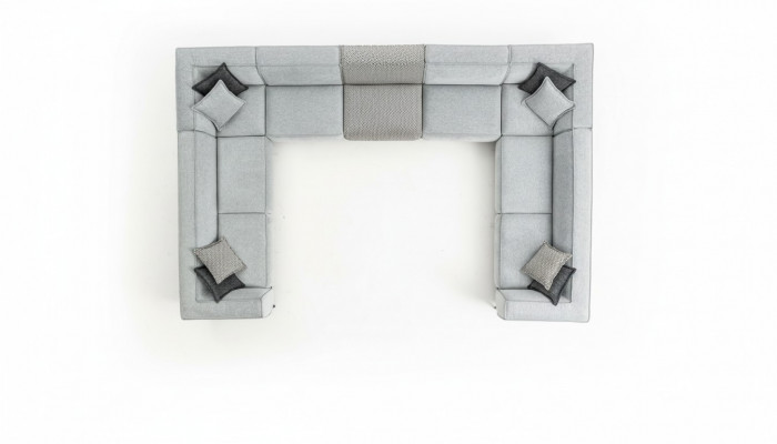 Ecksofa U-Form Wunnzëmmer Modernen Design Grouss Gro Sofa Couch Nei