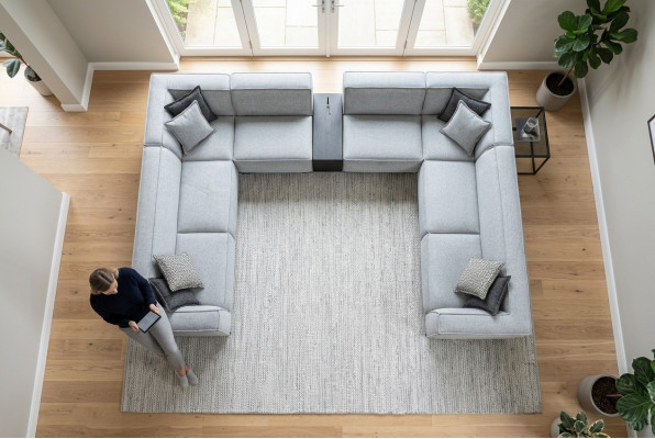 Canapé an U-Form Mëbel Wunnzëmmer Luxus Modern Grouss Canapé Couch Wohnlandschaft