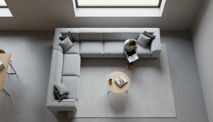 Ecksofa L-Form Couch Wunnzëmmer Design 400x310 Sofa Stoff Textil