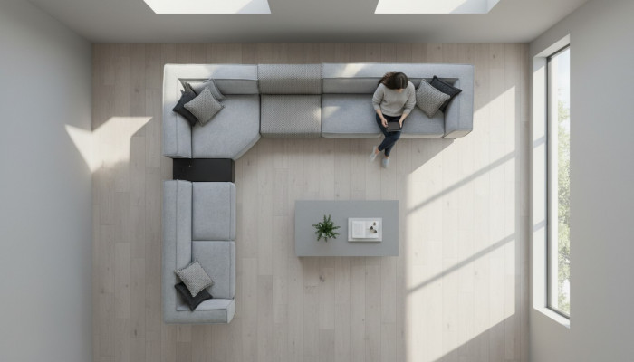 Ecksofa Textil Modern Design Polster Sofa 430x375cm Canapé L Form Canapëen