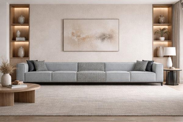 grouss Sofa Canapé 8 Sëtz Italienesch XXL Canapéen Sofaen Miwwelen Textil