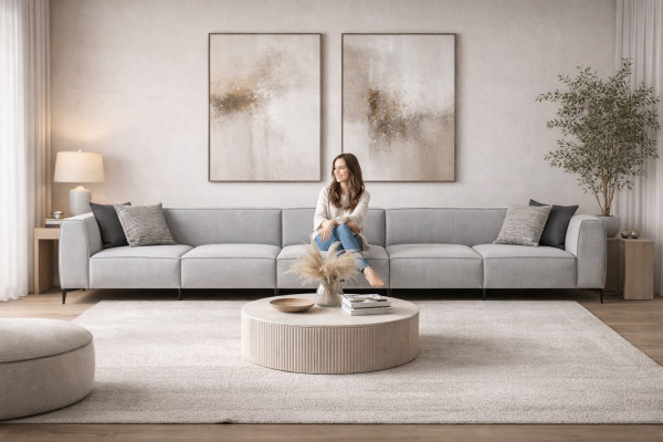 Italienesch Miwwelen grouss Sofa Canapé 8 Sëtzer Italienesch XXL Canapéen Sofae Textil