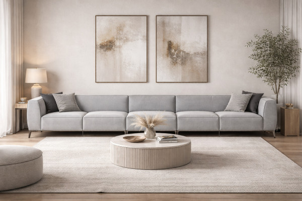 Italienesch Miwwelen grouss Sofa Canapé 8 Sëtzer Italienesch XXL Canapéen Sofae Textil