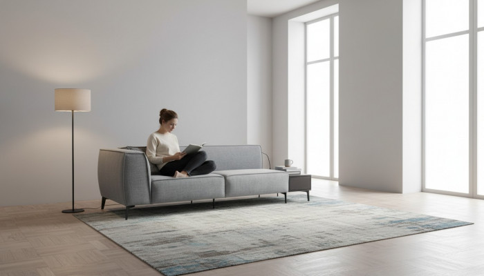 3-Sitzer Couch am modernen Stil, Luxussëtzsofa fir d'Wunnzëmmer, Luxus Stoff.