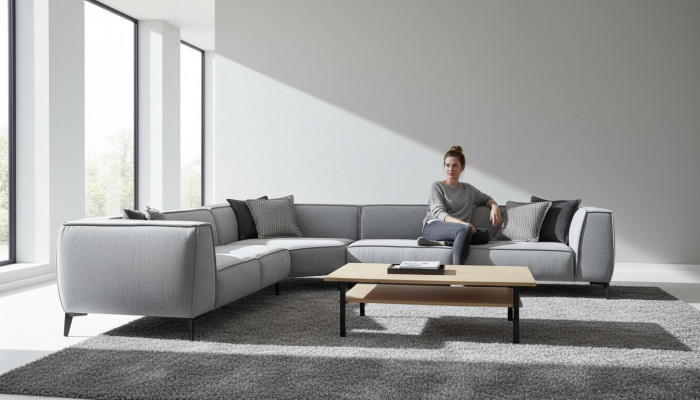Ecksofa Polstersofa Wunnzëmmersofa Couch L-Form Modern Design Nei