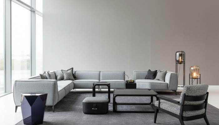 Ecksofa U-Form Wunnzëmmer Gepolsterte Sofas Couch Miwwelen Stil Sofa Couches