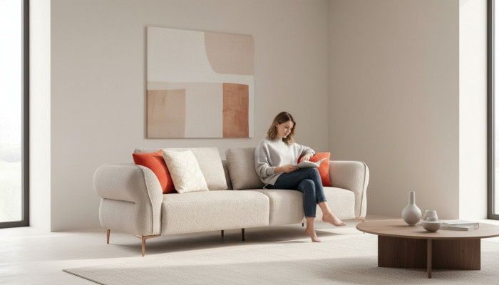 Sofa Beige Wunnzëmmer Sofaen Couch Design Modernen Stil Couchen