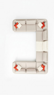 Eckcouch U-Form Luxus Wunnzëmmer Béisch Polstersofa Modern Stil Nei