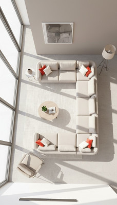 Sofa U-Form Luxus Wunnzëmmer Ecksofa Beige Polstersofa Design Modern Stil