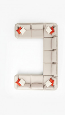 Sofa U-Form Luxus Wunnzëmmer Ecksofa Beige Polstersofa Design Modern Stil