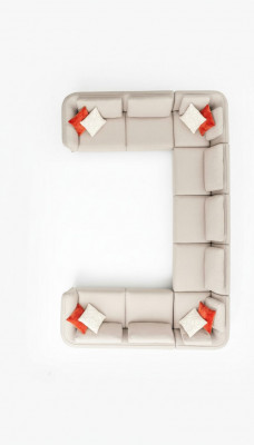 Canapé U-Form Wunnzëmmer Eckcanapé Beige Polstersofa Design Modern