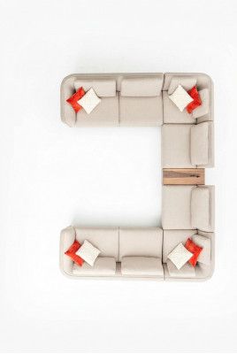 Béigen Sofa Wunnzëmmer Polstersofa Design Modern Ecksofa U-Form Nei
