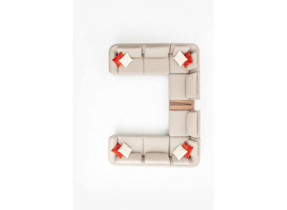 Béigen Sofa Wunnzëmmer Polstersofa Design Modern Ecksofa U-Form Nei