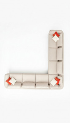 Eckcouch Sofa L-Form Luxus Wunnzëmmer Beige Polstersofa Miwwelen 402x402cm