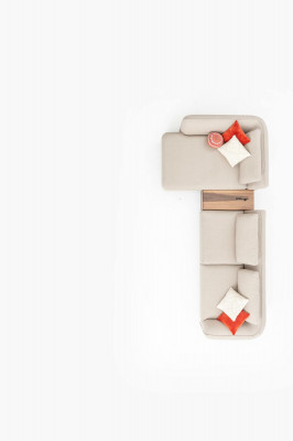 Eckcouch L-Form 365x170 Beige Sofa Canapé Design Ecksälleren Miwwelen Stoff