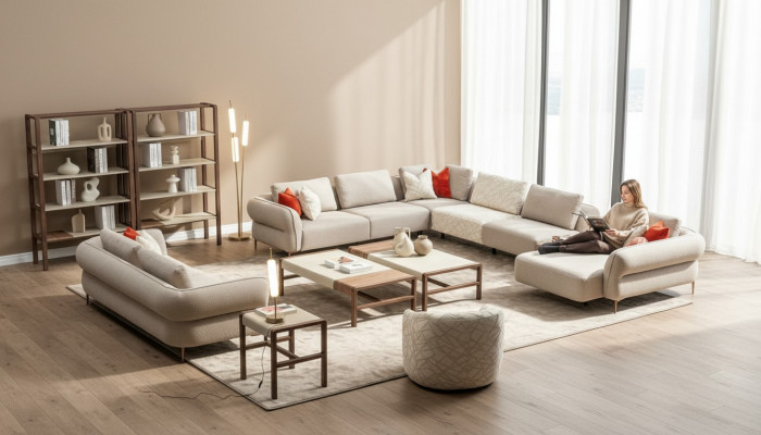 Canapé-Set 2+1 Sëtz U-Form Sofa Set Wunnzëmmer Garnitur Luxus Couchen