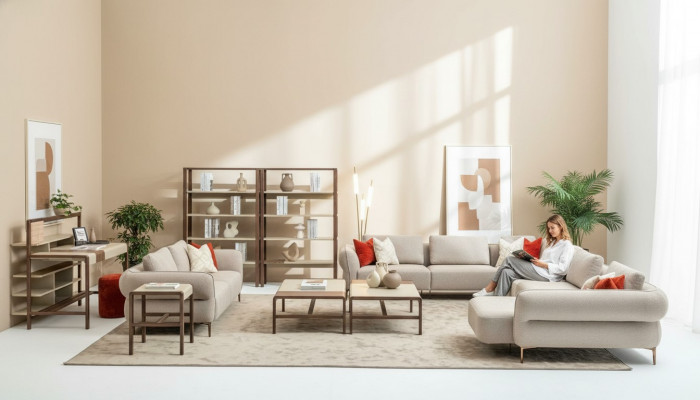 Sofa-Set Wohnzimmer Polstersofa 3 Sëtzer U Form Sofagarnitur Modern