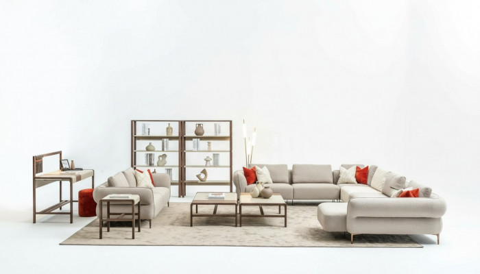 Sofa-Set Wohnzimmer Polstersofa 3 Sëtzer U Form Sofagarnitur Modern