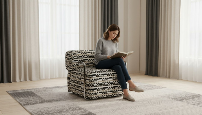 Fotell Miwwelen Wunnzëmmer Luxus Polsterfotell Relax Club Design 98x74x71