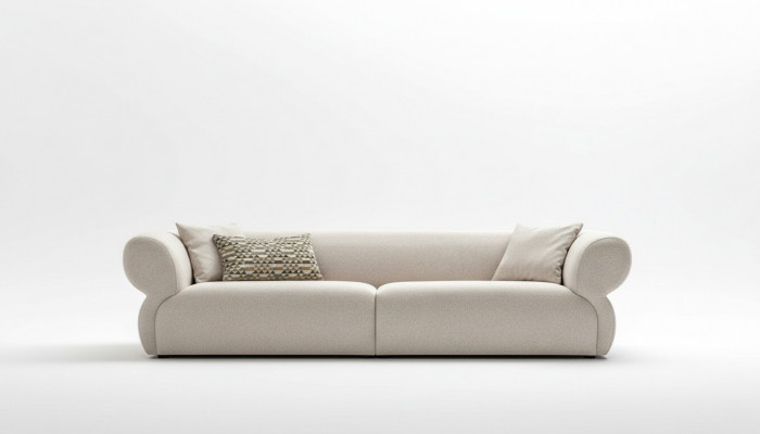 Modern Sofa 3 Sëtzer Beige Dräisëtzer grouss 250cm Sofa Canapé Luxus Miwwel Nei
