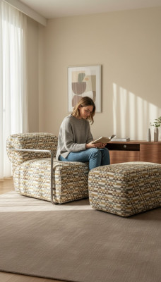 Sessel Design Modern Wunnzëmmer 1 Sëtzer Luxus Polstersessel Miwwelen Relax Club